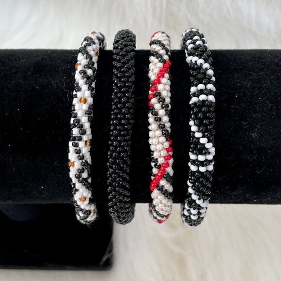 HAND CRAFTED in Nepal Beaded Bracelets (set of 4) #623 - Picture 4 of 4